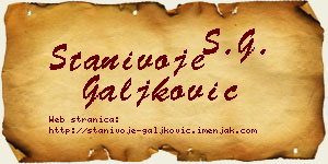 Stanivoje Galjković vizit kartica
